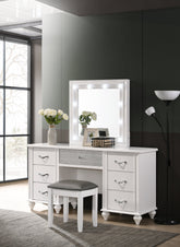 Coaster Barzini Upholstered Vanity Stool Metallic and White Model 205897STL